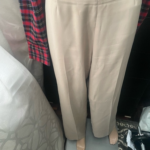 None Pants - Tan Structured Trousers with Straight-Leg Silhouette